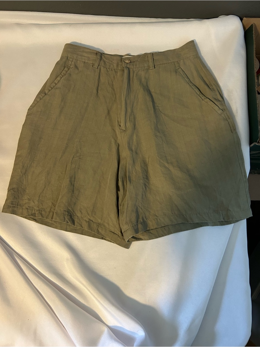 Banana Bay Fine Resort Wear Silk Shorts in Olive